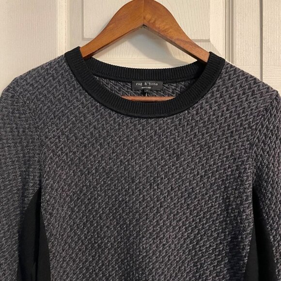 Rag & Bone Womens Gray Merino Wool Blend Textured Ribbed Panel Sweater Medium - Picture 3 of 7